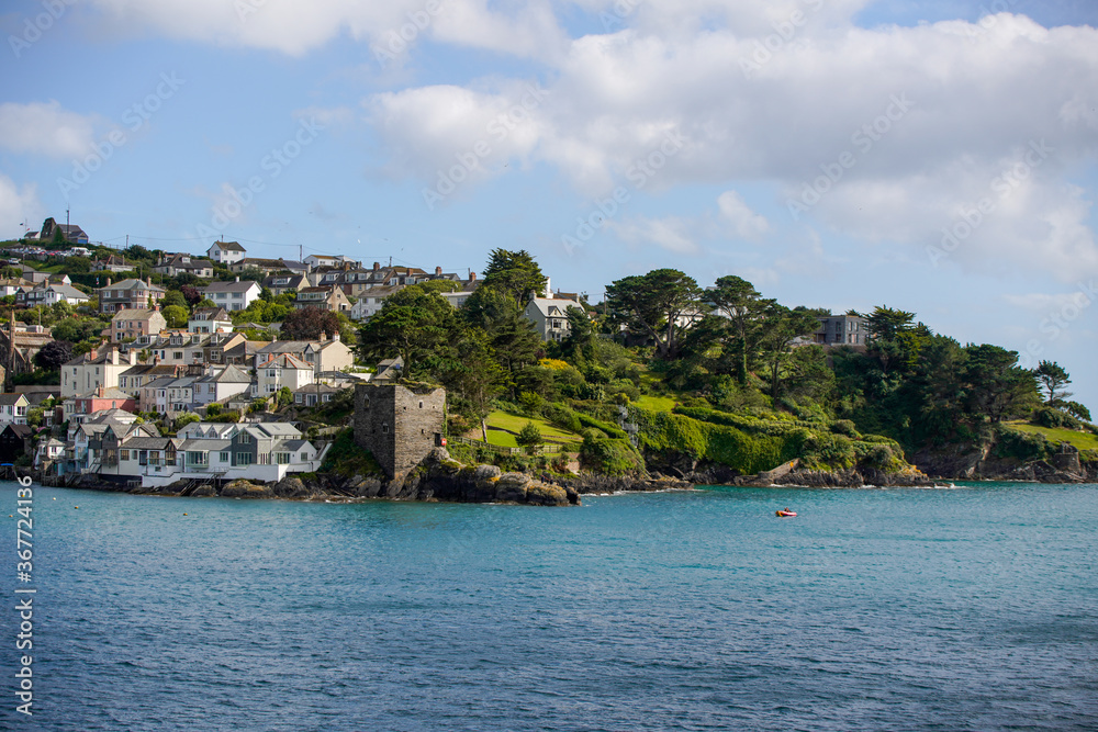 Polruan, Cornwall, UK. Polruan castle. Coastal cornish town.