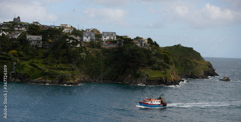 Obraz premium Polruan, Cornwall, UK. Coastal cornish town.
