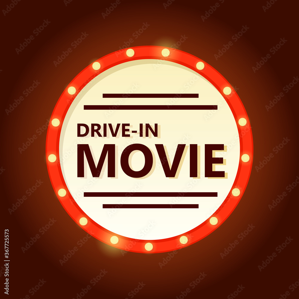Drivein movie marquee sign. Clipart image vector de Stock Adobe Stock