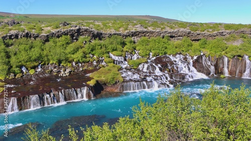 Iceland cascading waterfalls