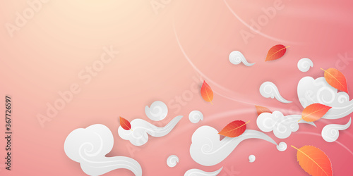 Autumn falling leaves fall background Vector template.