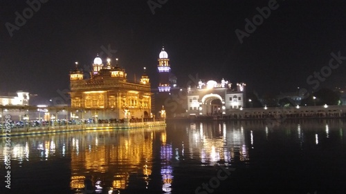 Night view of temple in winters