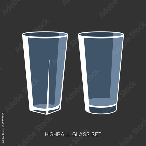 Highball glass set sign simple empty vector illustration