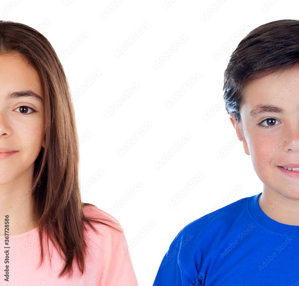 Two adorable teenagers looking at camera Two adorable teenagers looking at camera