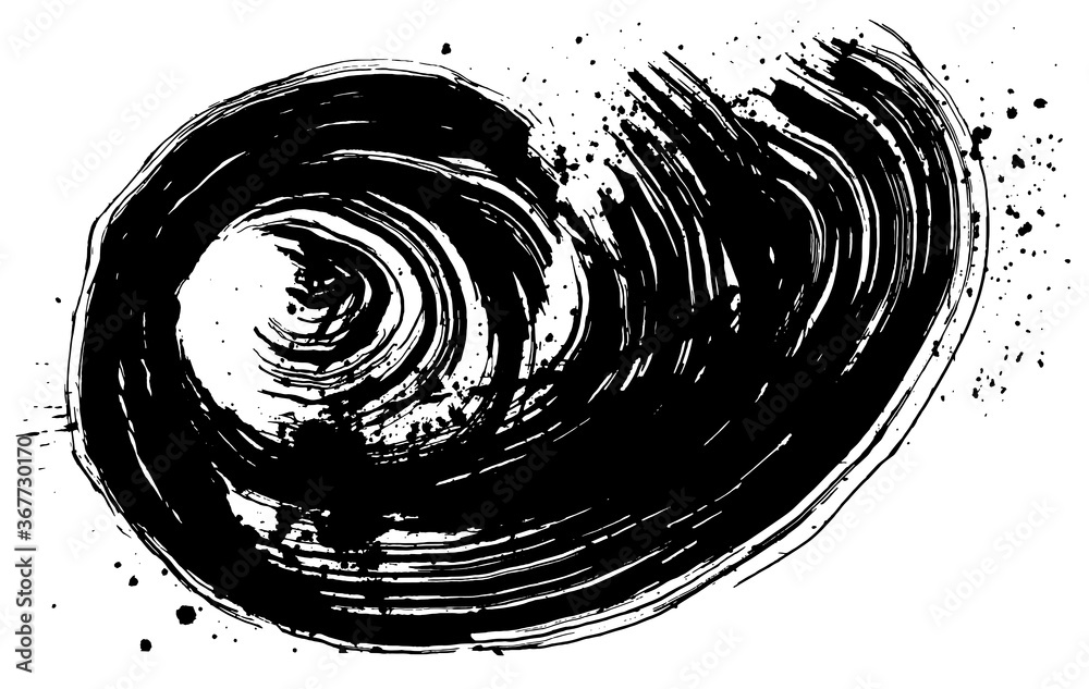 渦 波しぶき 手書きの毛筆イラスト Stock Vector Adobe Stock