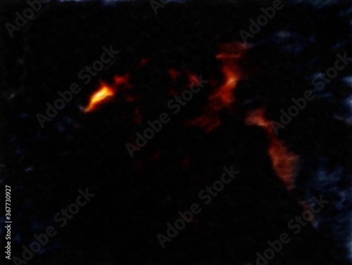 Drawing of fire on a black background