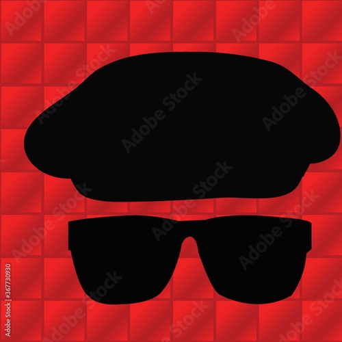 silhouette of hat and goggles