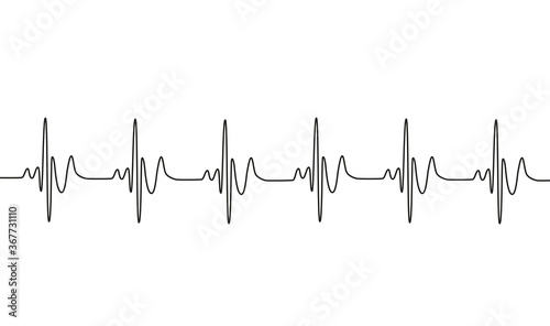 Heart cardiogram continuous one line drawing minimalism design isolated on white