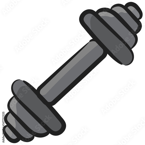 
Dumbbell vector style, fitness accessory in doodle style 
