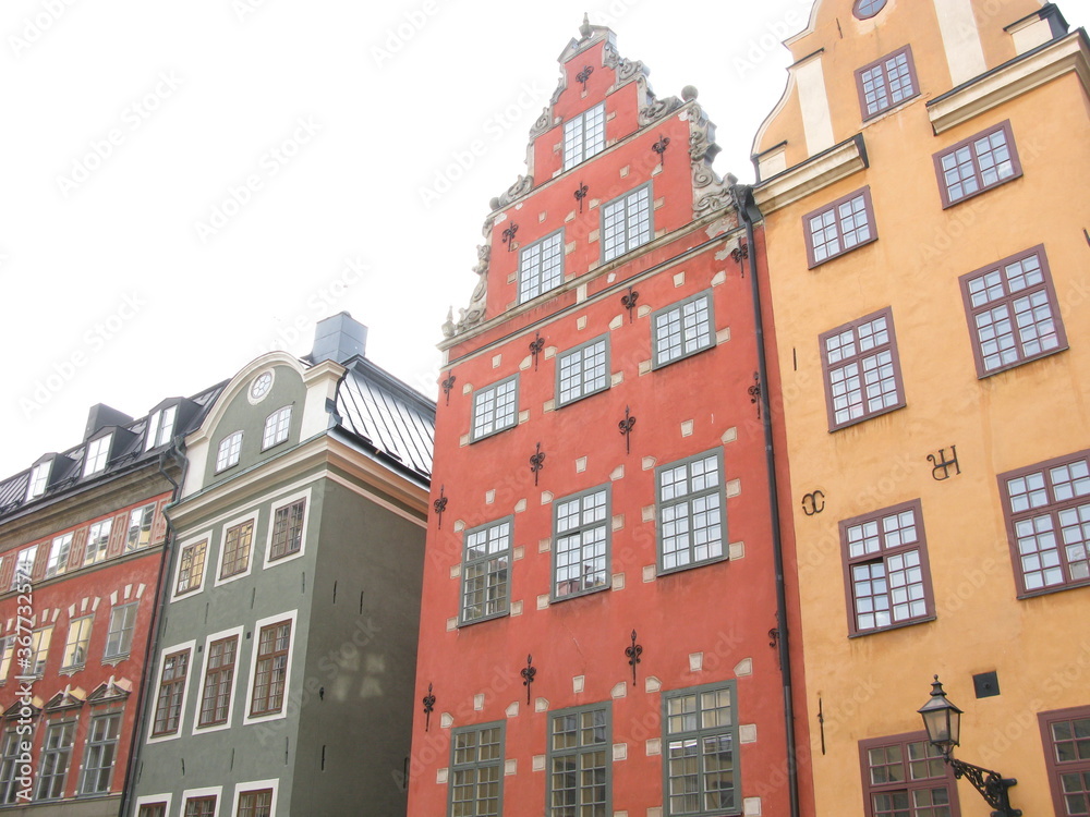 Iconic buildings in old town of Stockholm.  