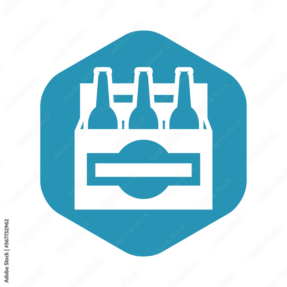 Icon pack of beer. A box with glass bottles of beer. Convenient packaging for carrying in your hand. Vector illustration isolated on a white background for design and web. Icon pack of beer. A box with glass bottles of beer. Convenient packaging for carrying in your hand. Vector illustration isolated on a white background for design and web.