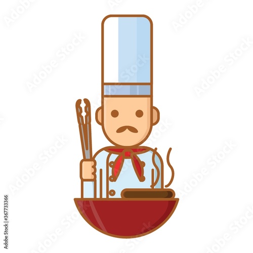 chef holding tong