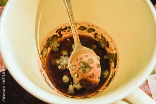 moldy coffee in cup