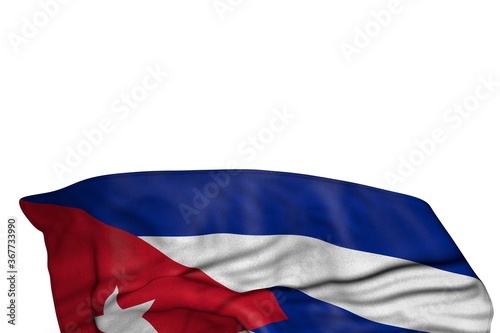 beautiful Cuba flag with large folds lying flat in the bottom isolated on white - any occasion flag 3d illustration..