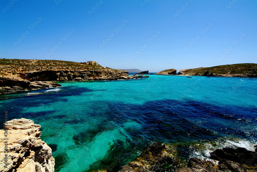 Malta  : View Of Blue Lagoon In Comino Island Malta