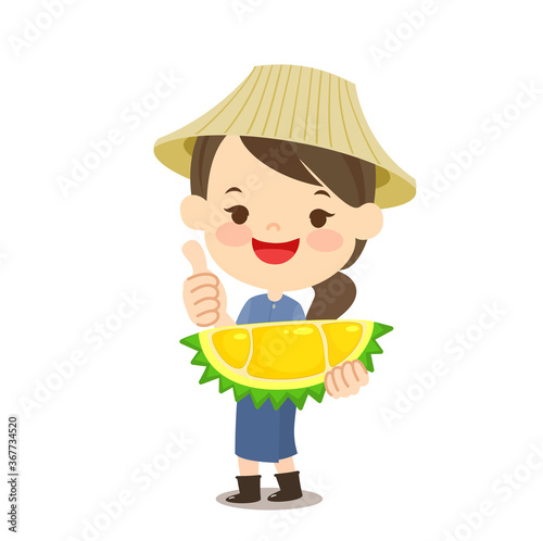 Thai Farmer have Durian Thai Fruit Vector