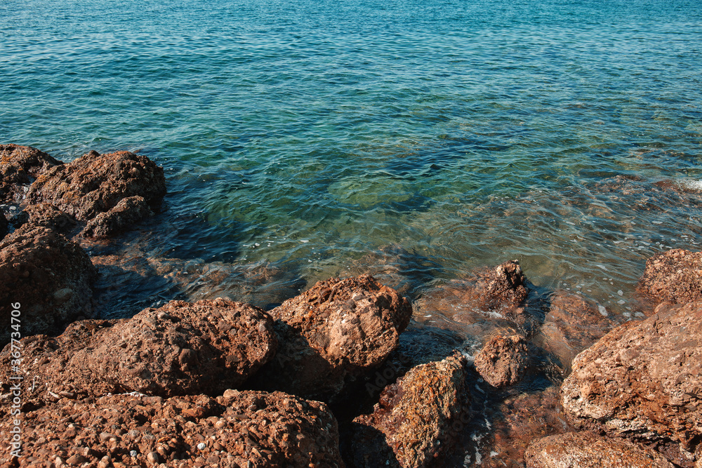Seascape on a rocky beach 