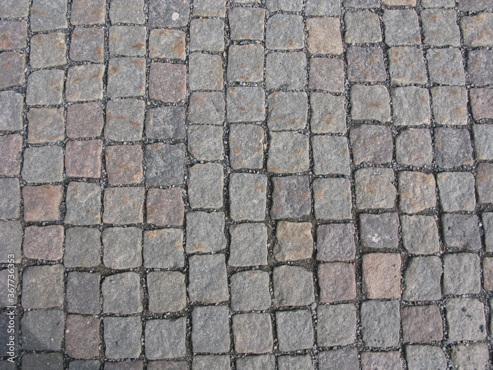 Stone sidewalk in central of Stockholm, Sweden.  