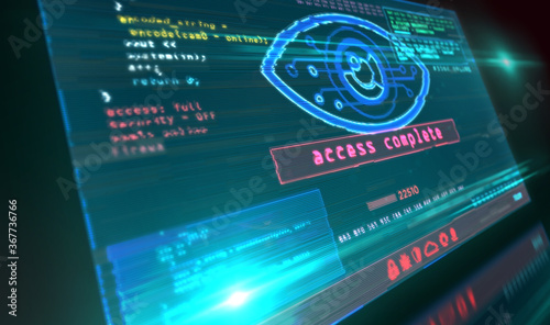 Quadro em tela Cyber spying hacking and supervise eye symbol on screen illustration