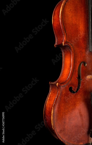 Detail of a Violin, Isolated on Black