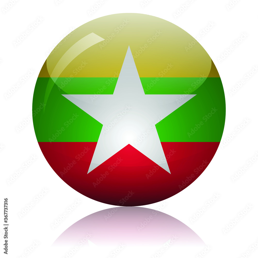 Myanmar flag glass icon vector illustration Myanmar flag glass icon vector illustration
