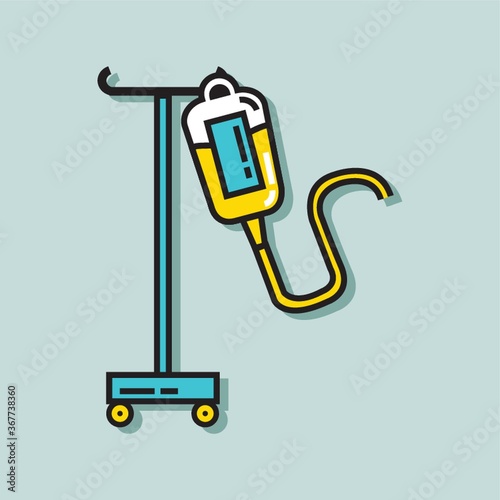 saline bottle on stand