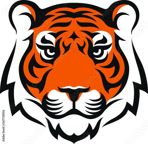 Simple Design of Tiger Head Tattoo Style Vector