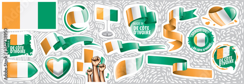 Vector set of the national flag of Cote d'Ivoire in various creative designs