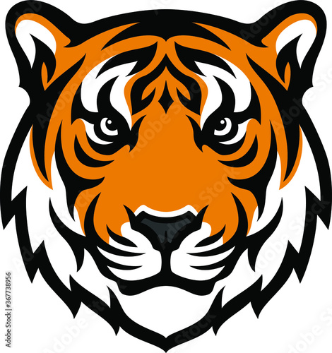 Aggressive Tiger Head Tattoo Design Vector