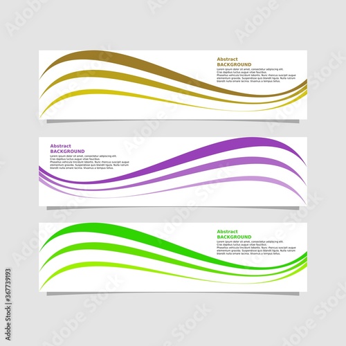 Abstract wave background. Three kinds of design colors in a set of abstract banner designs with purple, green and yellow variants