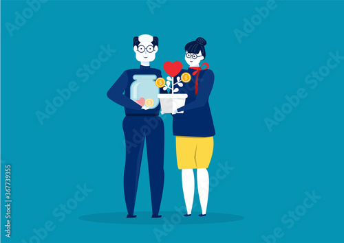 grandparents day with save money Retirement age  Vector illustration