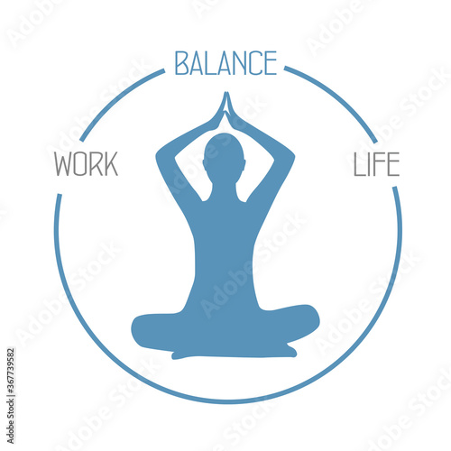 meditating person work life balance circle healthy lifestyle vector illustration EPS10