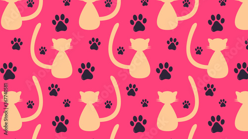 Cat Seamless Vector Pattern Design