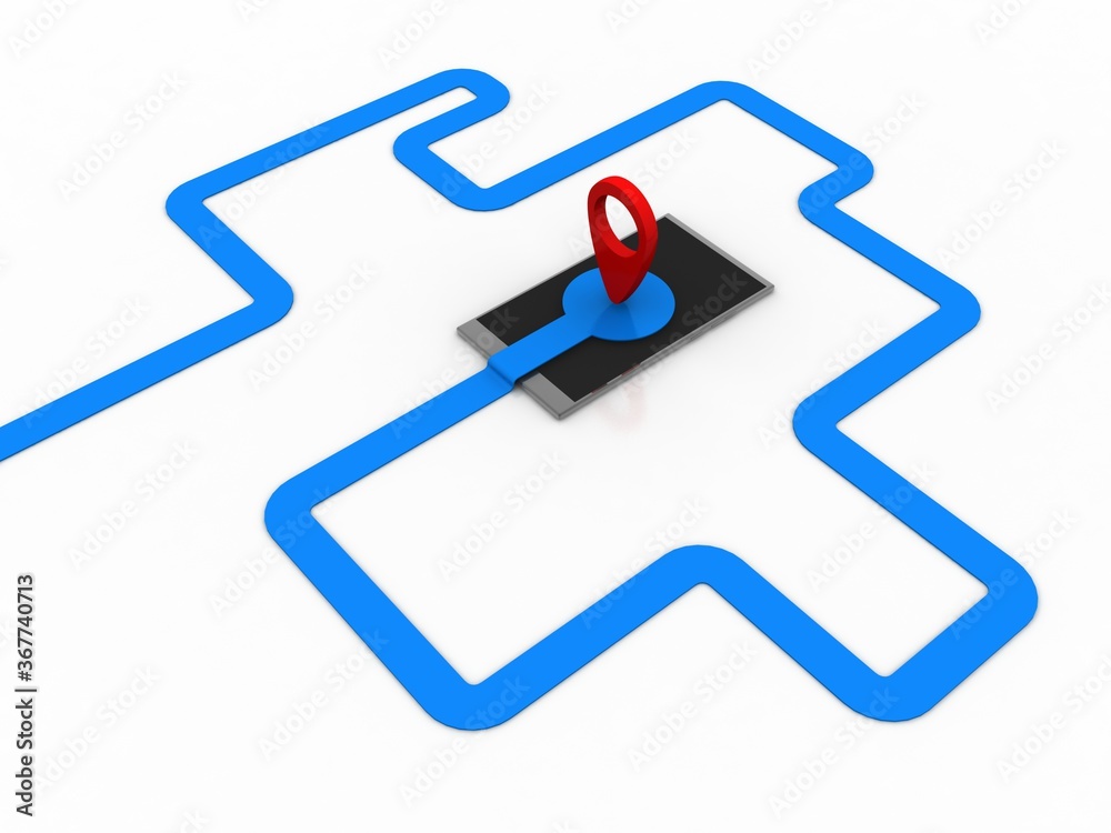3d illustration mobile GPS navigation concept
