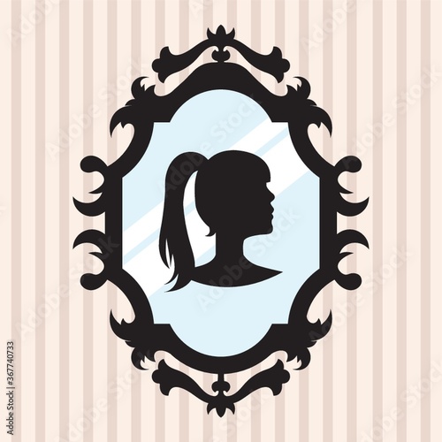 silhouette in mirror frame