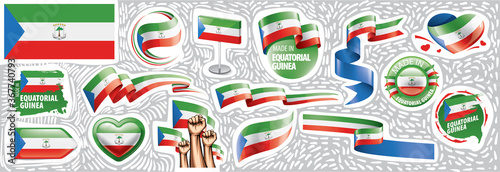 Vector set of the national flag of Equatorial Guinea in various creative designs