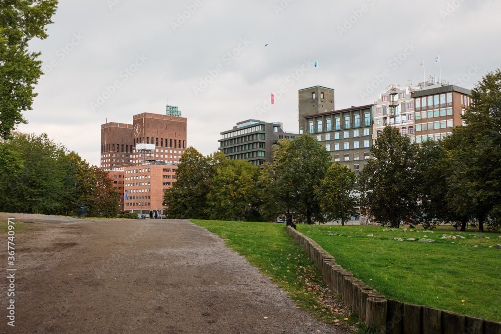 Norway. Oslo. Houses and streets of Oslo. Autumn cityscape. September 18, 2018