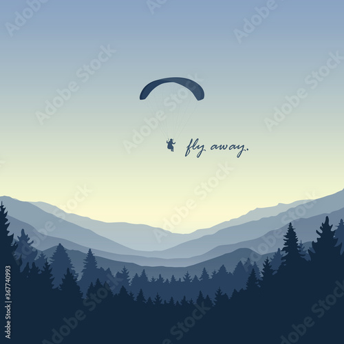 paragliding adventure blue mountain view vector illustration EPS10
