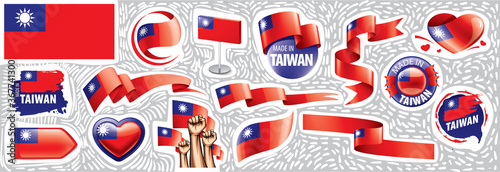 Vector set of the national flag of Taiwan in various creative designs