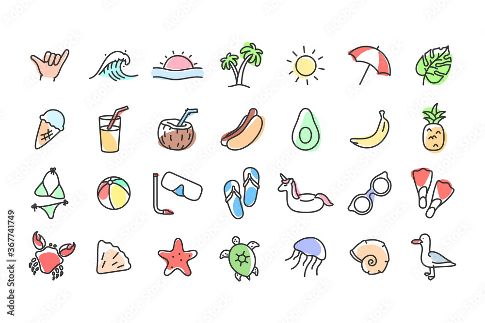 Set of summer vacation icons