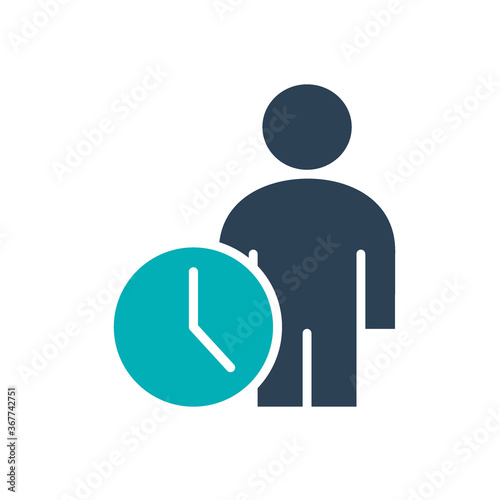 User profile with clock colored icon. Public navigation, waiting hall symbol
