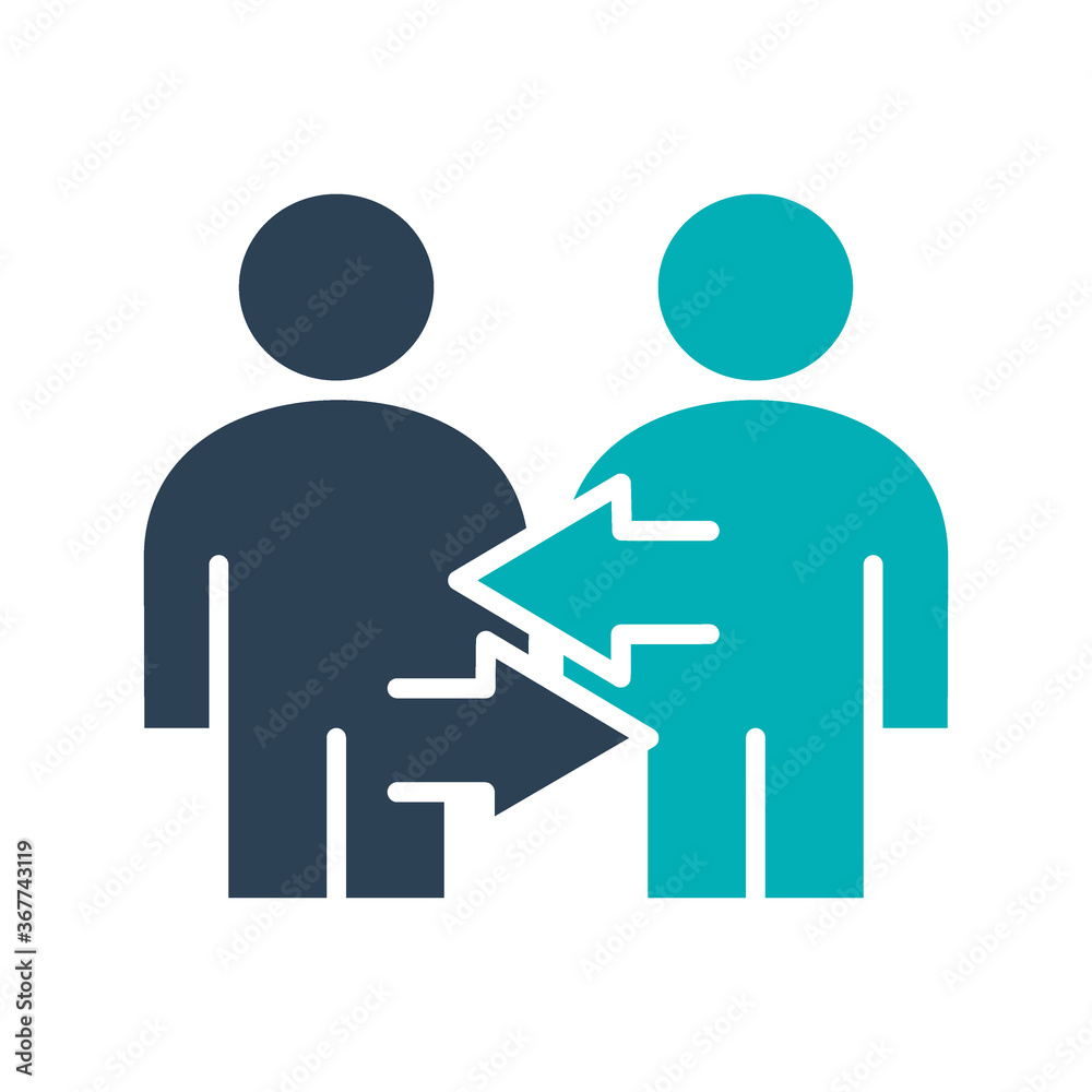 Two user profile with arrows colored icon. Exchange workers, staff turnover symbol Two user profile with arrows colored icon. Exchange workers, staff turnover symbol