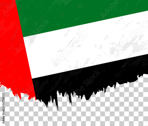 Grunge-style flag of United Arab Emirates on a transparent background.