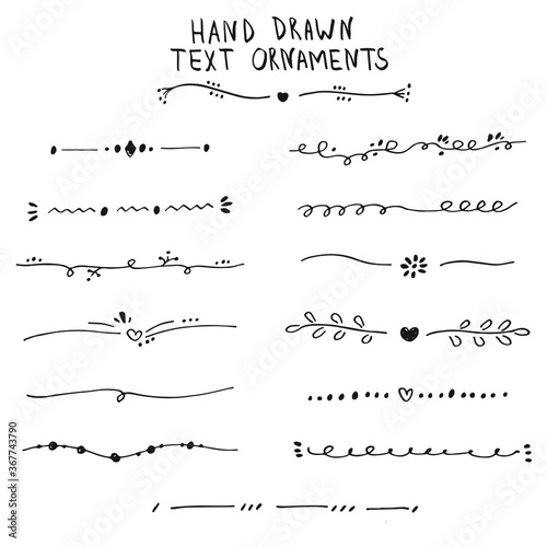Hand drawn vector set of calligraphic design elements, ornaments and dividers
