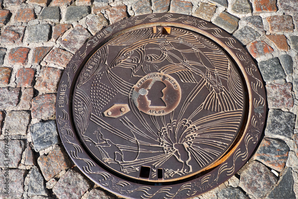Denmark. Copenhagen. Copenhagen manhole. September 19, 2018