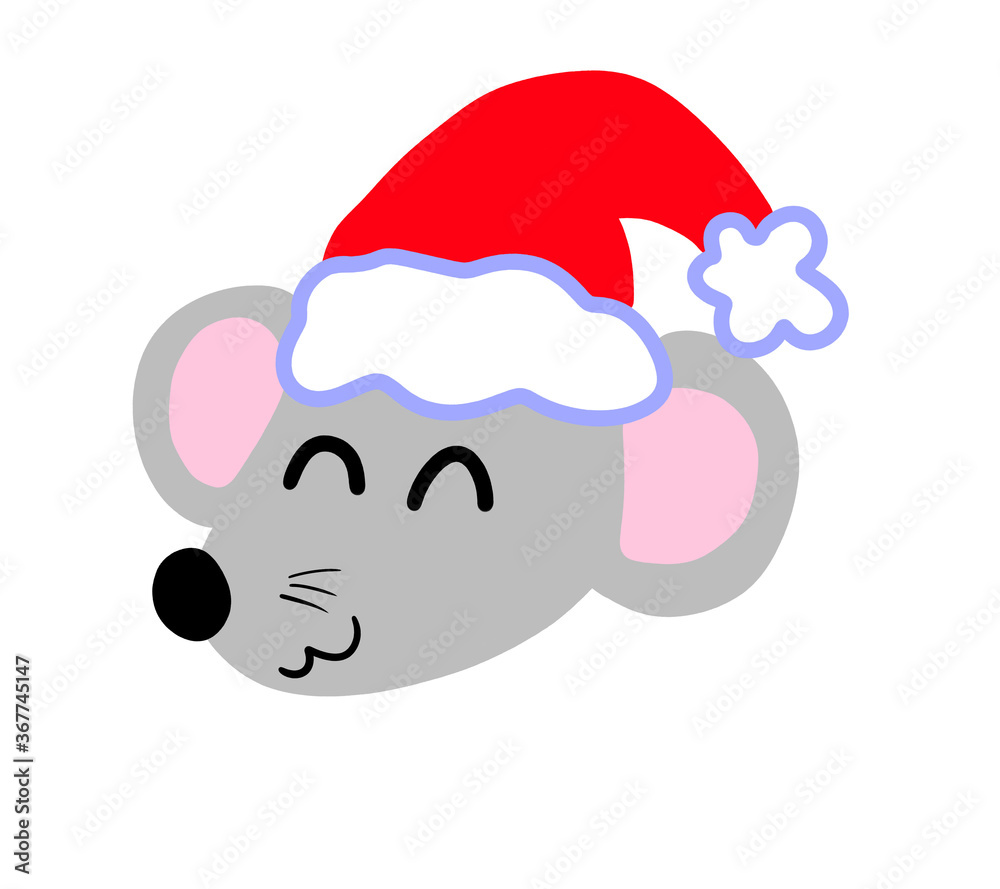 Cartoon Stylized Adorable Christmas Mouse Emoticon Cartoon Stylized Adorable Christmas Mouse Emoticon