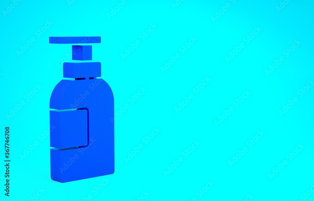 Blue Hand sanitizer bottle icon isolated on blue background. Disinfection concept. Washing gel. Alcohol bottle for hygiene. Minimalism concept. 3d illustration 3D render. Blue Hand sanitizer bottle icon isolated on blue background. Disinfection concept. Washing gel. Alcohol bottle for hygiene. Minimalism concept. 3d illustration 3D render.