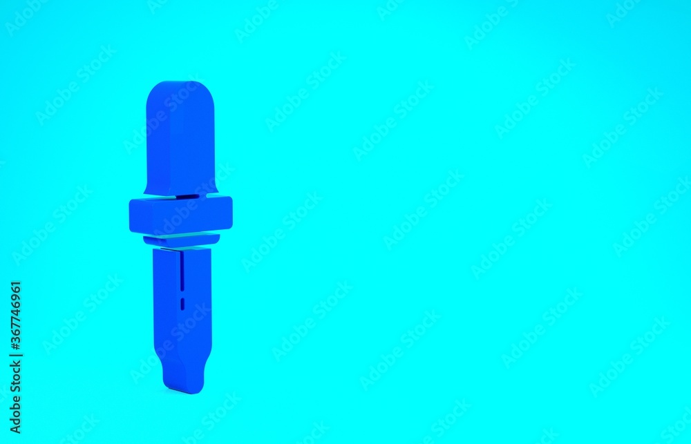 Blue Pipette icon isolated on blue background. Element of medical, chemistry lab equipment. Pipette with drop. Medicine symbol. Minimalism concept. 3d illustration 3D render. Blue Pipette icon isolated on blue background. Element of medical, chemistry lab equipment. Pipette with drop. Medicine symbol. Minimalism concept. 3d illustration 3D render.