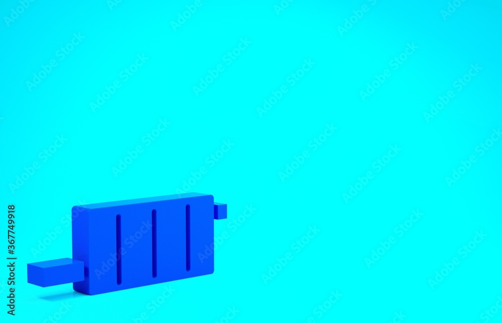 Obraz premium Blue Car muffler icon isolated on blue background. Exhaust pipe. Minimalism concept. 3d illustration 3D render.