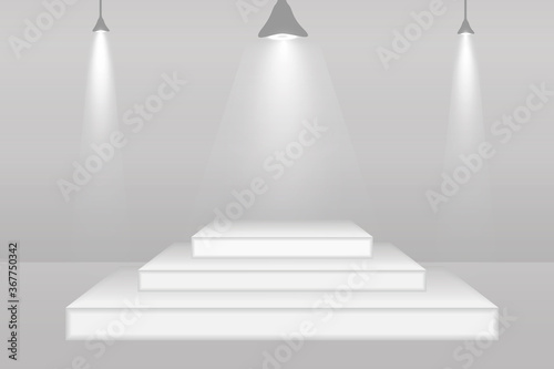 White 3d podium mockup in square shape.